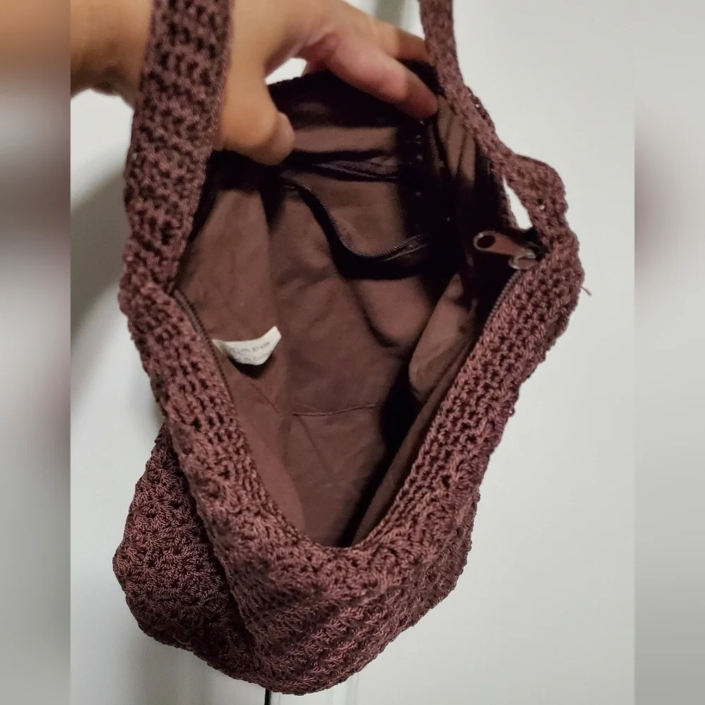 Brown Crochet Shoulder Bag Purse - Picture 4 of 10